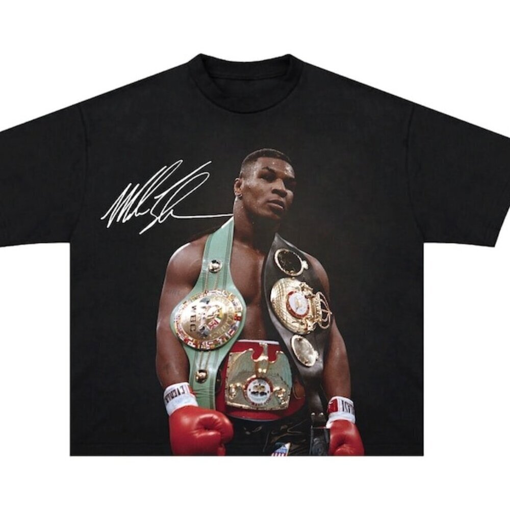 Mike Tyson Undisputed World Champion Belts Retro Graphic Tshirt